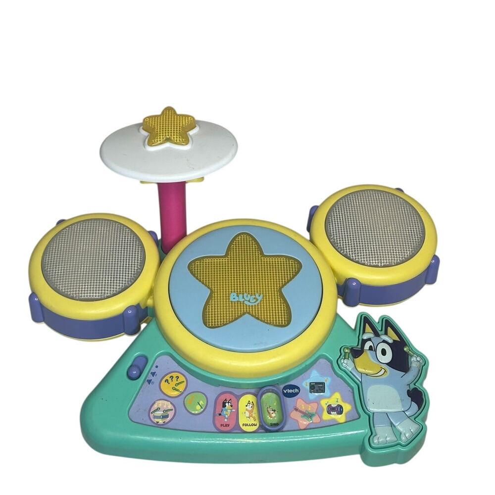 VTech Bluey Hooray Drum Set interactive ages 2-5 12x9.5